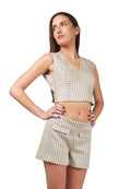 Chaleco Escote Espalda Beige - Adriana Cobo