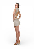 Chaleco Escote Espalda Beige - Adriana Cobo