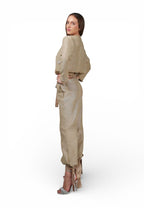 Pantalón Bombacho Lazos Beige - Adriana Cobo