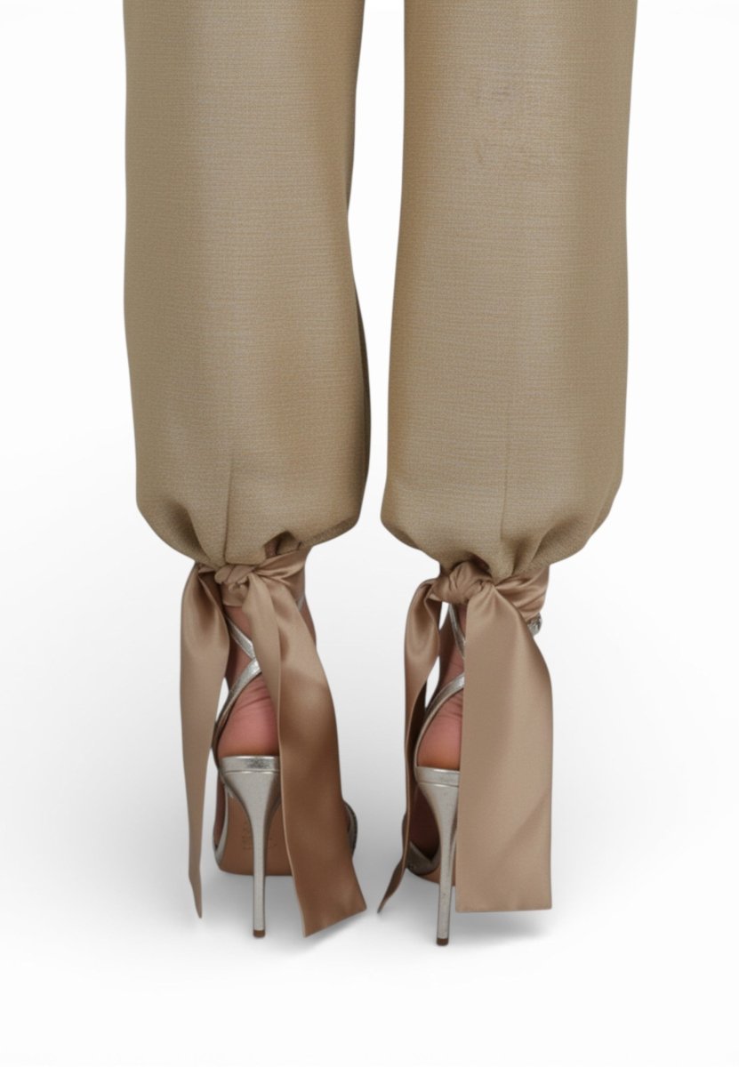 Pantalón Bombacho Lazos Beige - Adriana Cobo