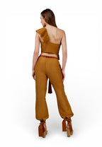 Pantalón Bombacho Lazos Beige - Adriana Cobo