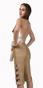 Pantalon Capri Pasadores Beige - Adriana Cobo