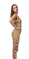 Pantalon Capri Pasadores Beige - Adriana Cobo