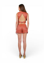 Pantalon Corto Tapas Rayas Beige - Adriana Cobo