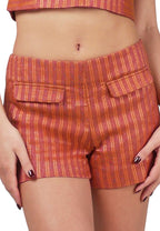 Pantalon Corto Tapas Rayas Beige - Adriana Cobo
