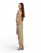 Top Satin Drapeado Beige - Adriana Cobo