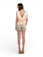 Top Satin Drapeado Beige - Adriana Cobo