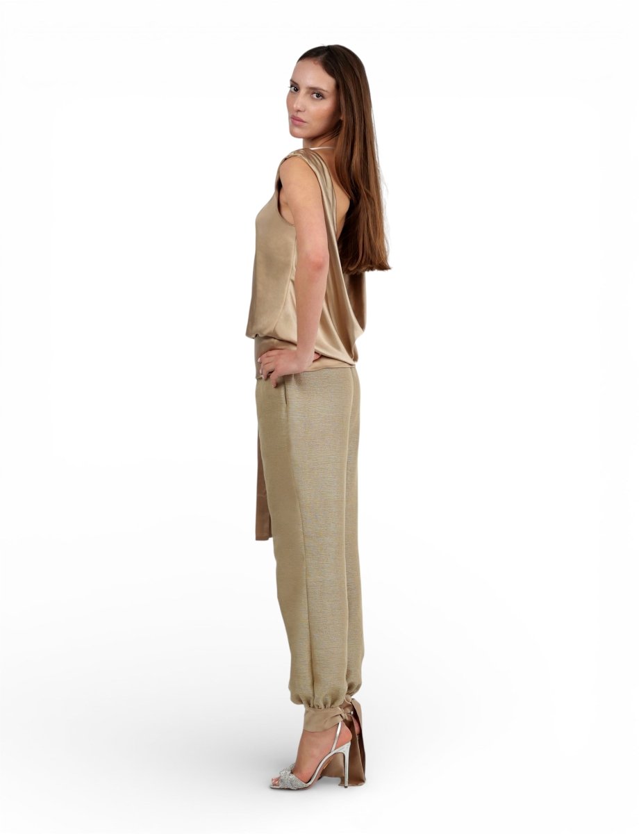 Top Satin Drapeado Marfil - Adriana Cobo