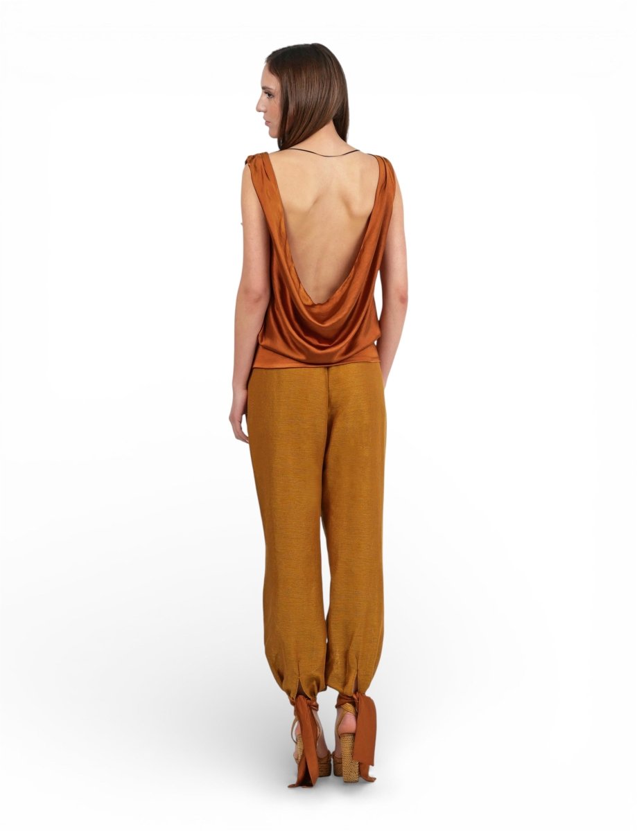 Top Satin Drapeado Marfil - Adriana Cobo