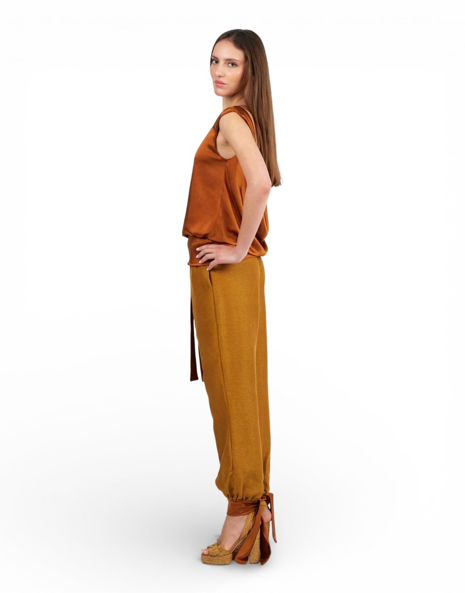 Top Satin Drapeado Marfil - Adriana Cobo