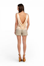 Top Satin Drapeado Marfil - Adriana Cobo