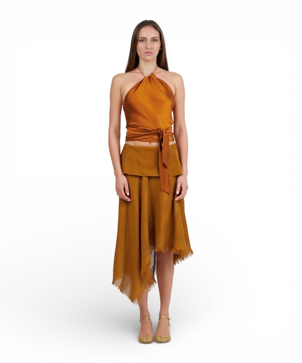 Top Satin Pañuelo Marfil - Adriana Cobo