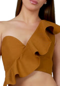 Top Volante Un Hombro Gris/Beige - Adriana Cobo